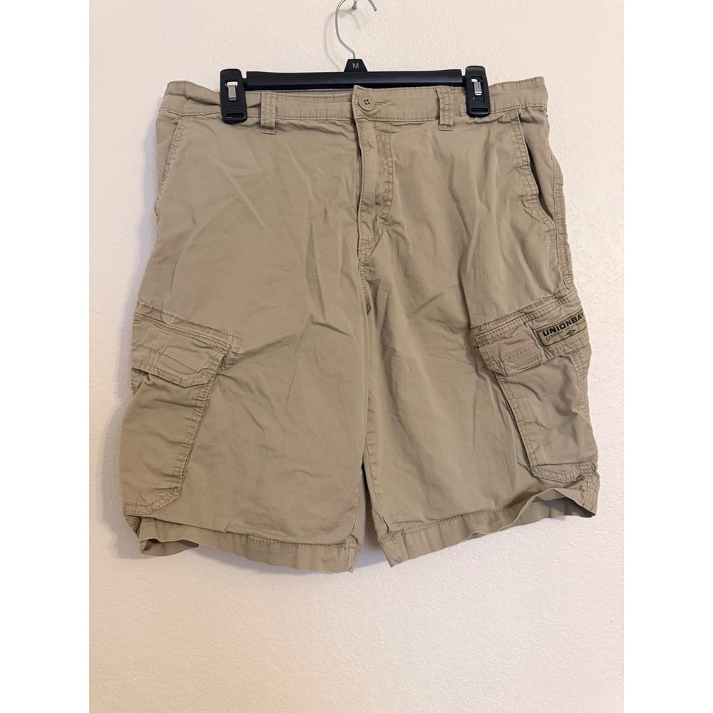 Unionbay Mens Khaki Cargo Shorts Size 34 Tan Cotton Stretch WL-29772 Utility